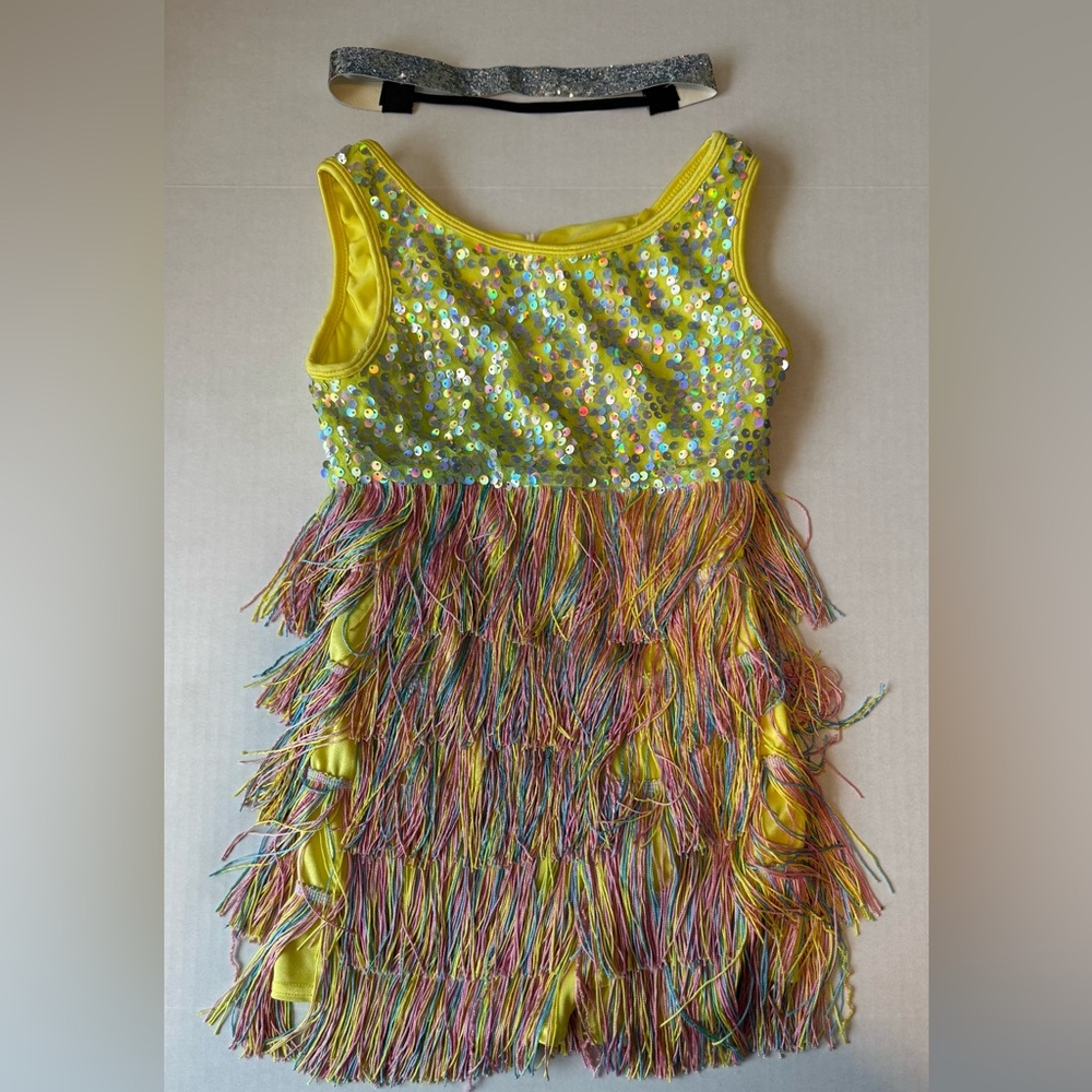 Sparkling Sequin Fringe Kids Dance Costume